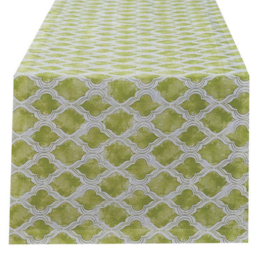 Watercolor Geo Green Table Runner - 72